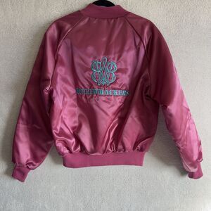 Vtg Pro Fit Bullwhackers S Magenta‎ Jacket King Louie Snap Satin Made In USA